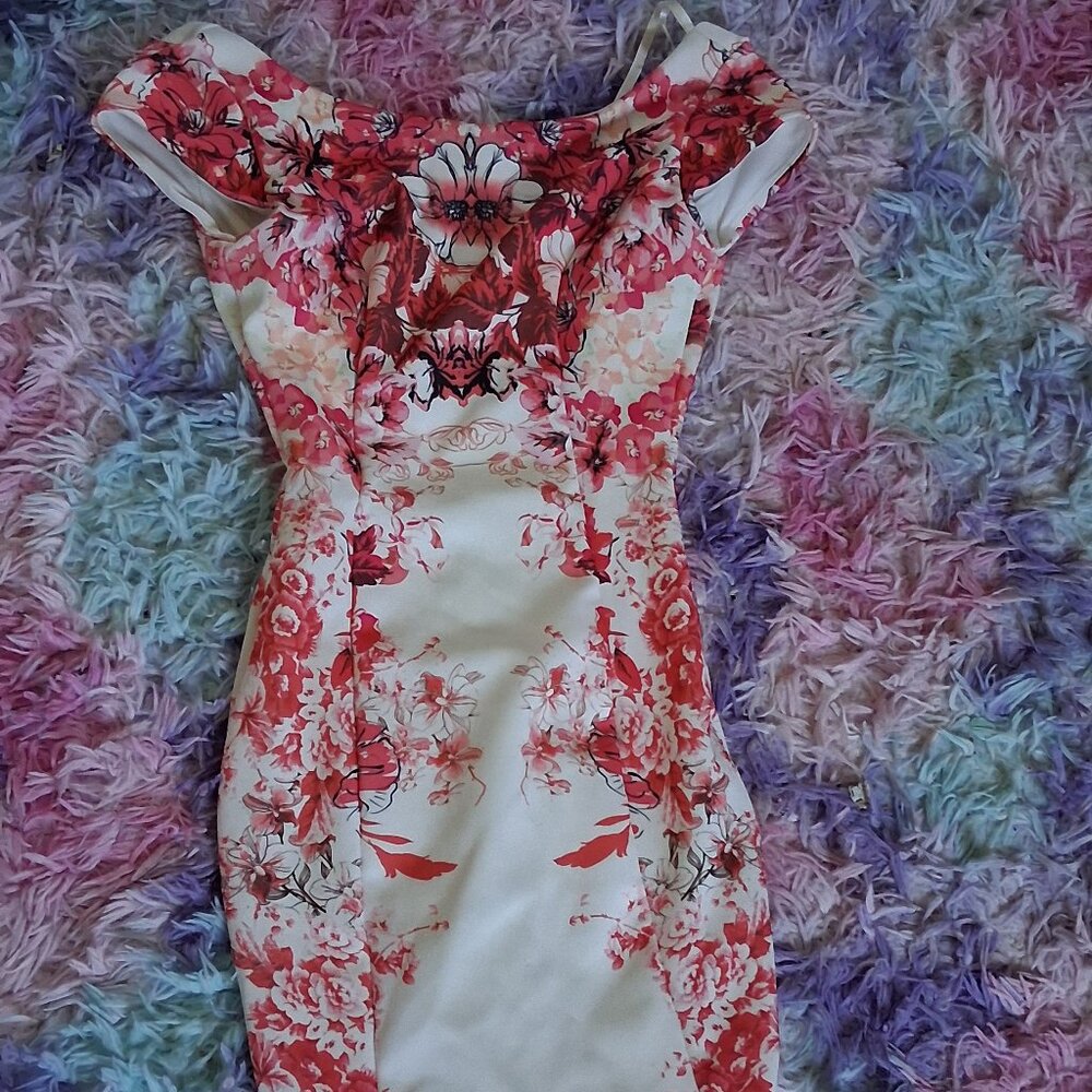 Arden B Bodycon dress White Pink Floral size 0